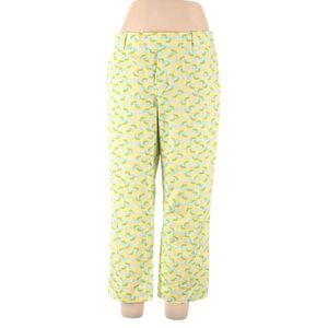 Lilly Pulitzer Blue & Yellow Lemon Print Straight Leg Crop Chino Pants, Size 10